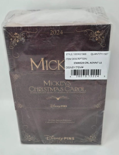 Disney Mickey’s Christmas Carol 2024 24-Day Advent Cloisonné Pin Countdown Calendar