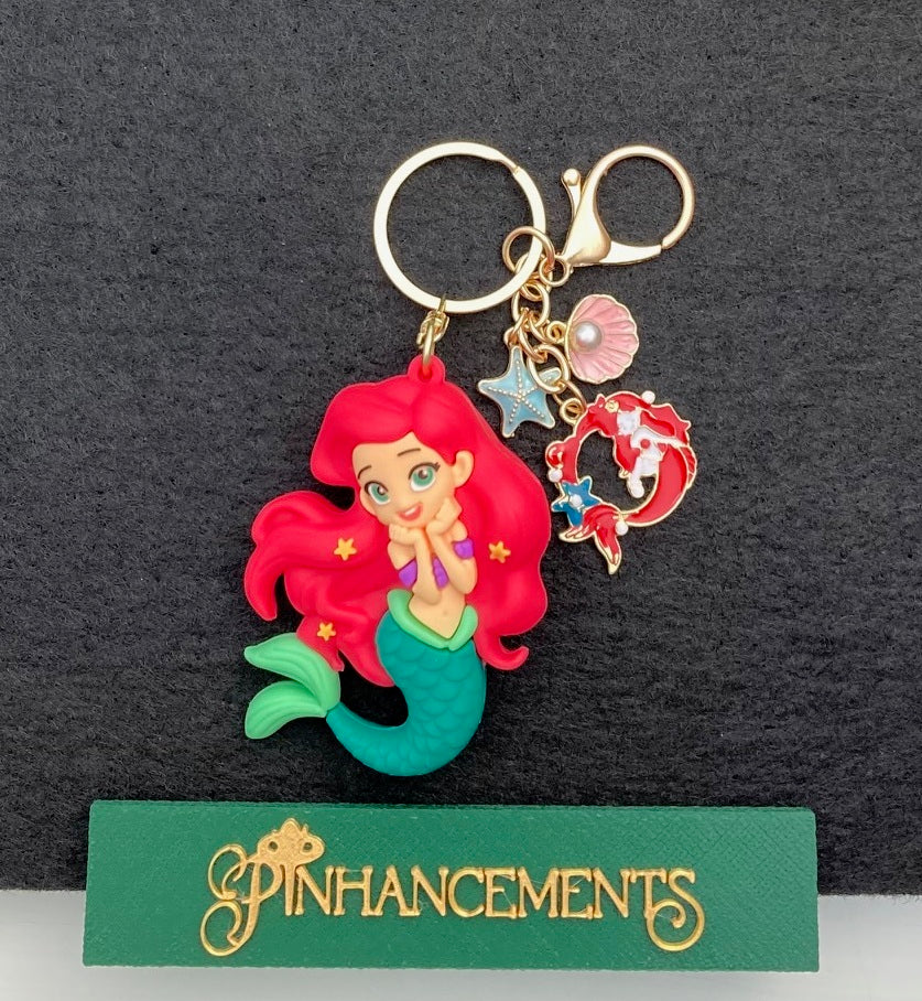 Disney Princess Ariel Bag Charm, Purse Charm with oyster and pearl Little Mermaid