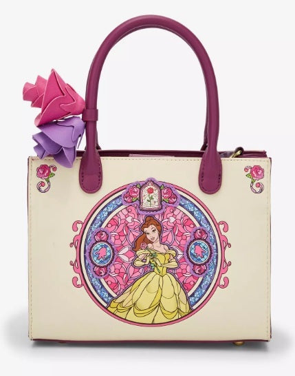 Loungefly Disney Beauty and the Beast – Belle Stained Glass Portrait Crossbody Bag