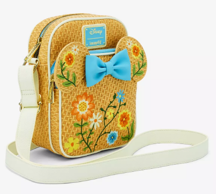 Loungefly Disney Minnie Mouse Raffia Floral Ears Crossbody Bag