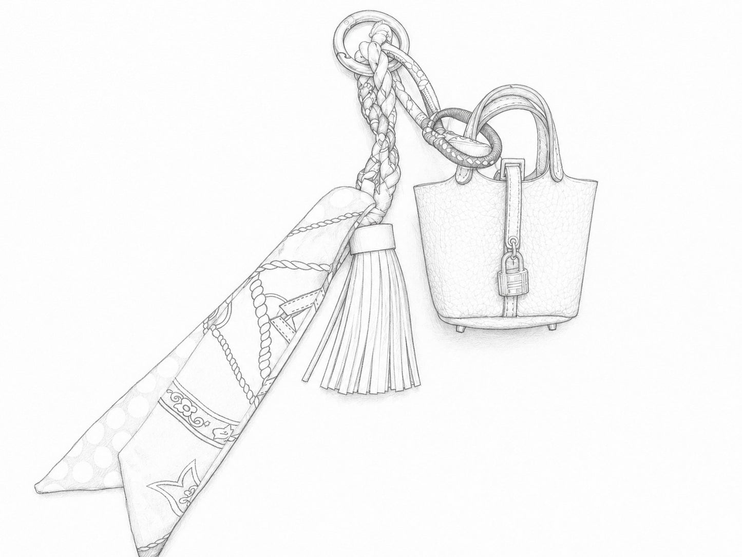 Party Brights Trio Collection Luxury Mini Bag Charms with Silk Scarf & Tassel