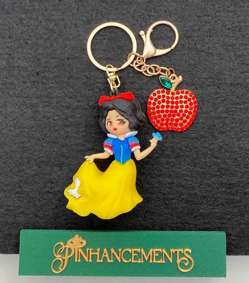 Disney Snow White Bag Charm, Purse Charm with coordinated Red Apple