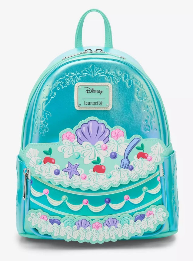 Disney Loungefly Little Mermaid Cake Mini Backpack & Signature Bundle NWT - Ariel