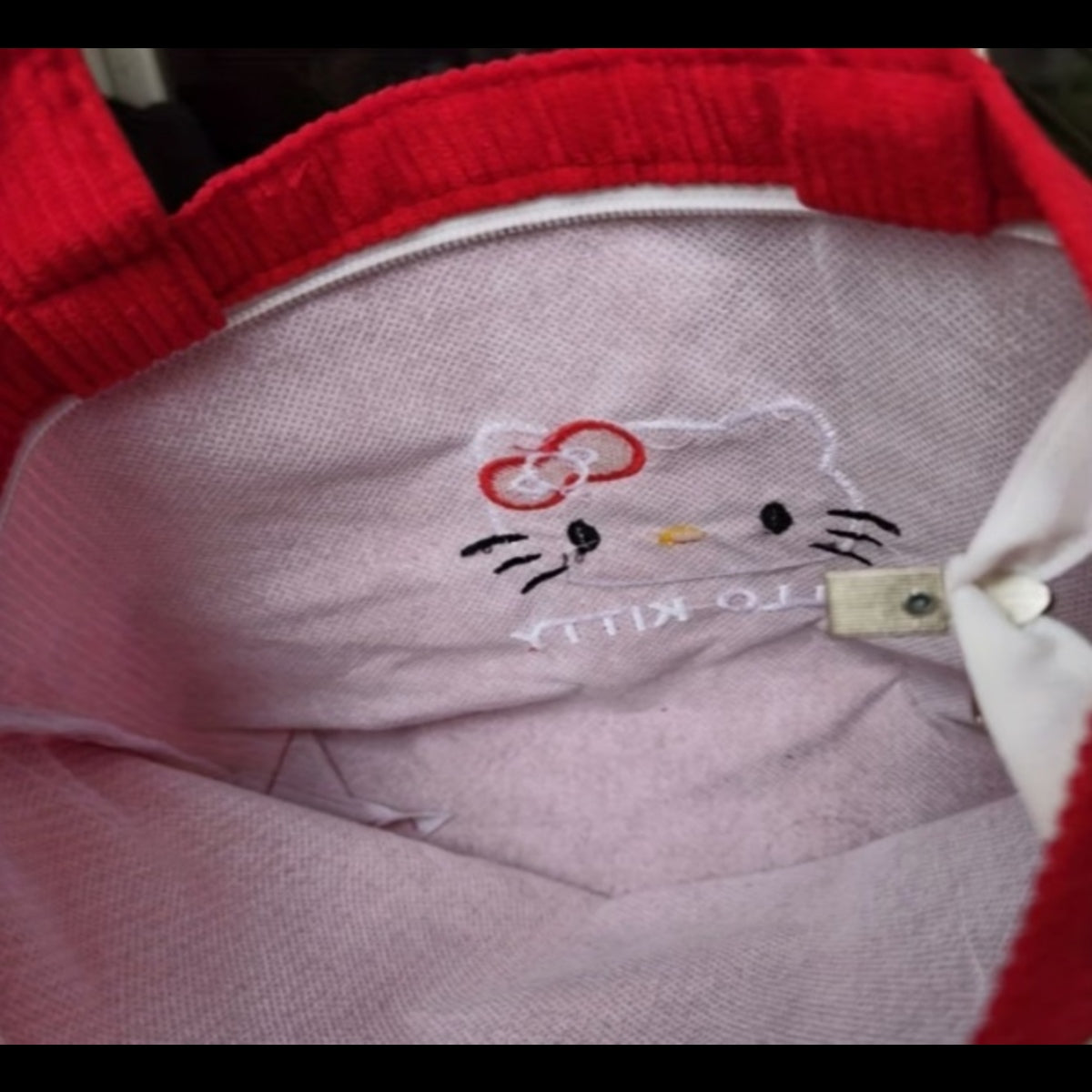 Sanrio Hello Kitty Red Corduroy Mini Tote Bag with Silicone Pouch