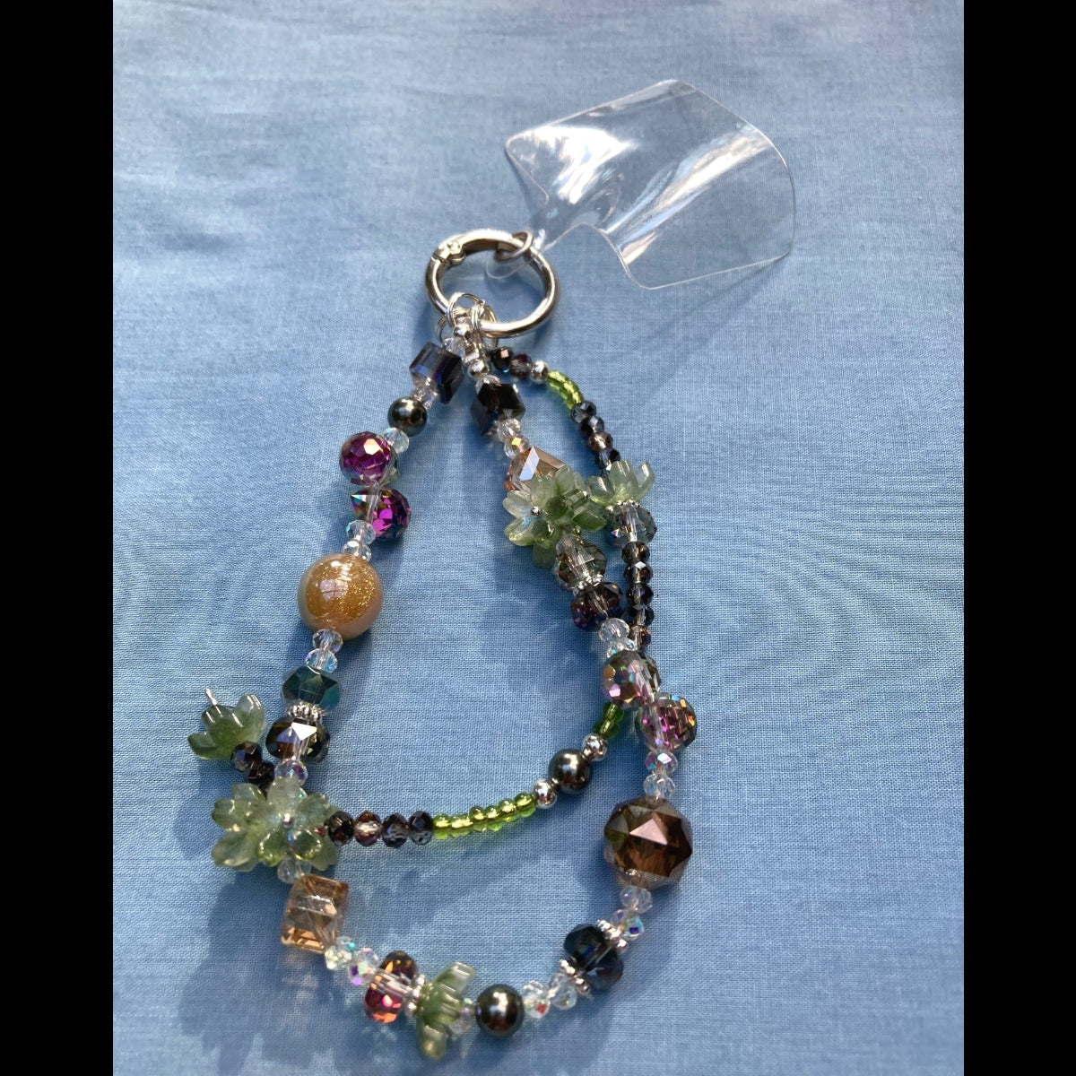 Handmade Silver and Green Floral Purse Necklace