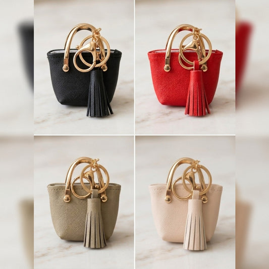 Saffiano Coin Pouch Luxury Bag Accessory-Mini Purse Keychain Charm