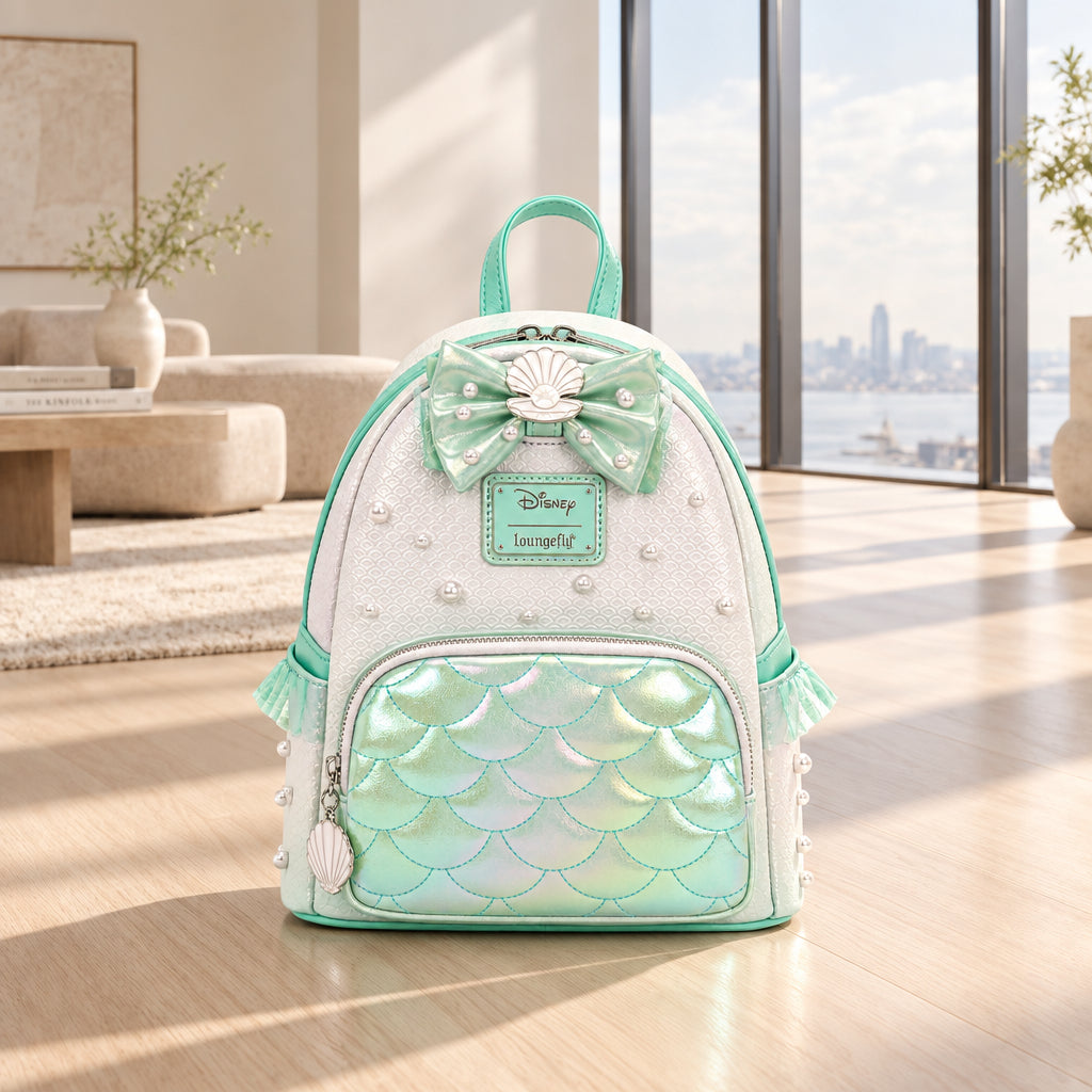 Loungefly Disney Princess Ariel Ombre Mermaid Scales & Pearls Backpack NWT  in waterfront studio Pinhancements