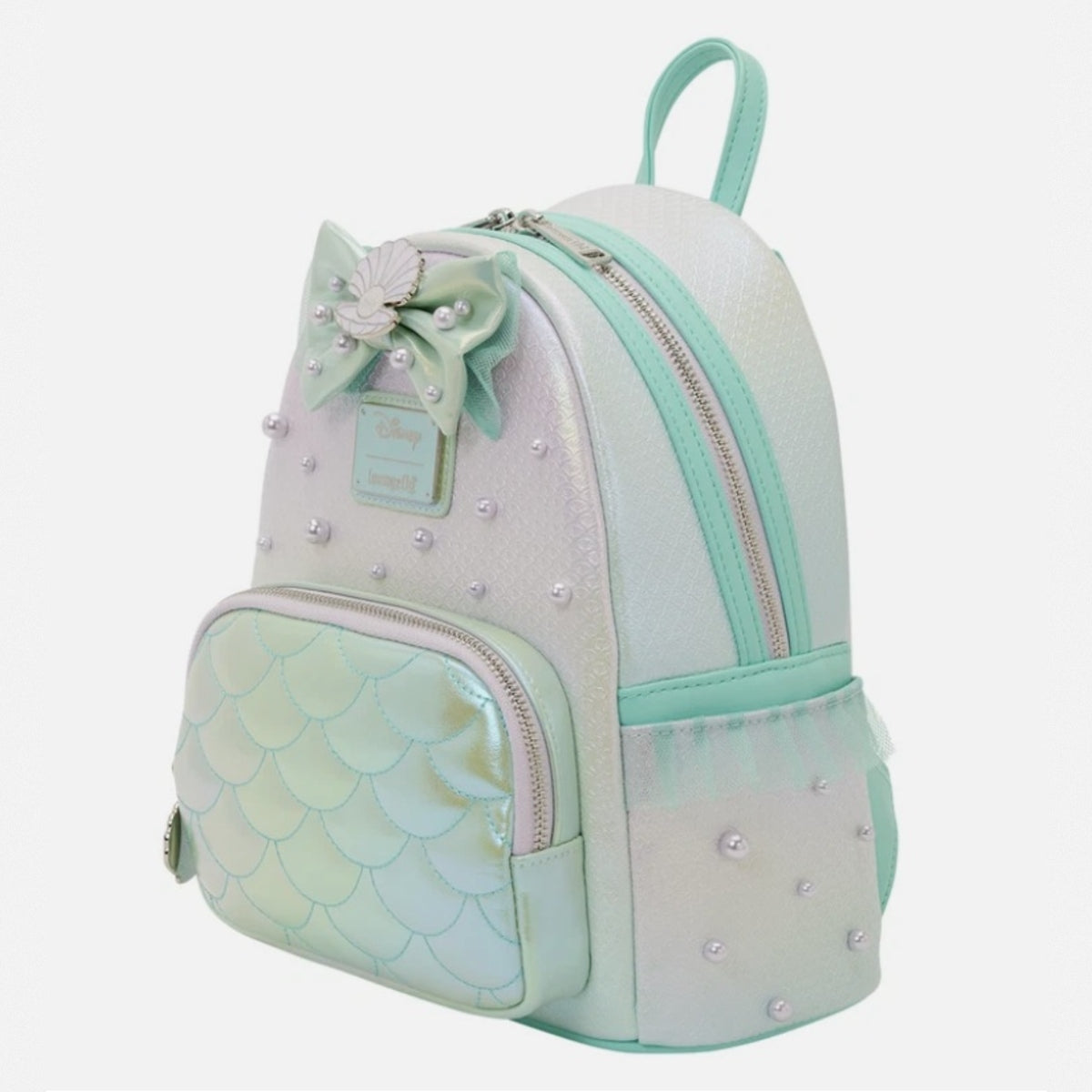 Loungefly Disney Princess Ariel Ombre Mermaid Scales & Pearls Backpack NWT right side view