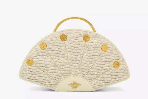 Loungefly Netflix Bridgerton Fan Shaped Figural Handbag NWT Cream Gold Bee