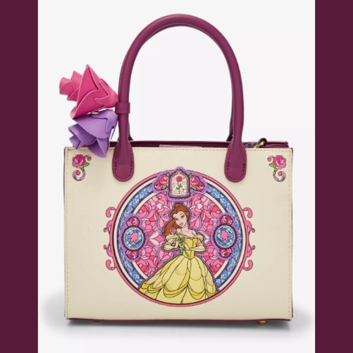 Loungefly Disney Beauty and the Beast Belle Stained Glass Portrait Crossbody NWT