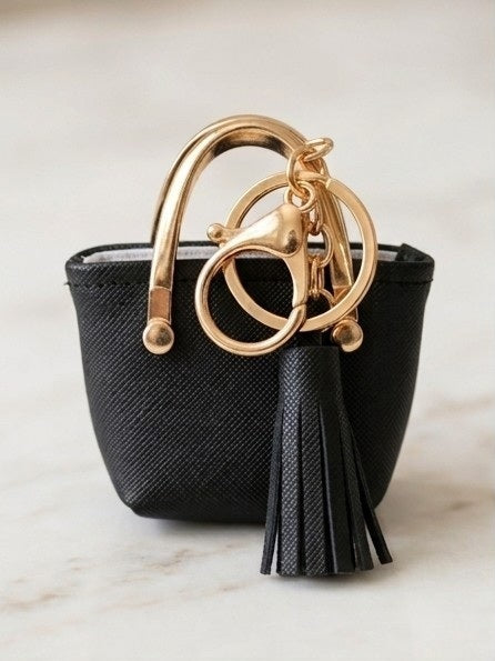 Saffiano Coin Pouch Luxury Bag Accessory-Mini Purse Keychain Charm