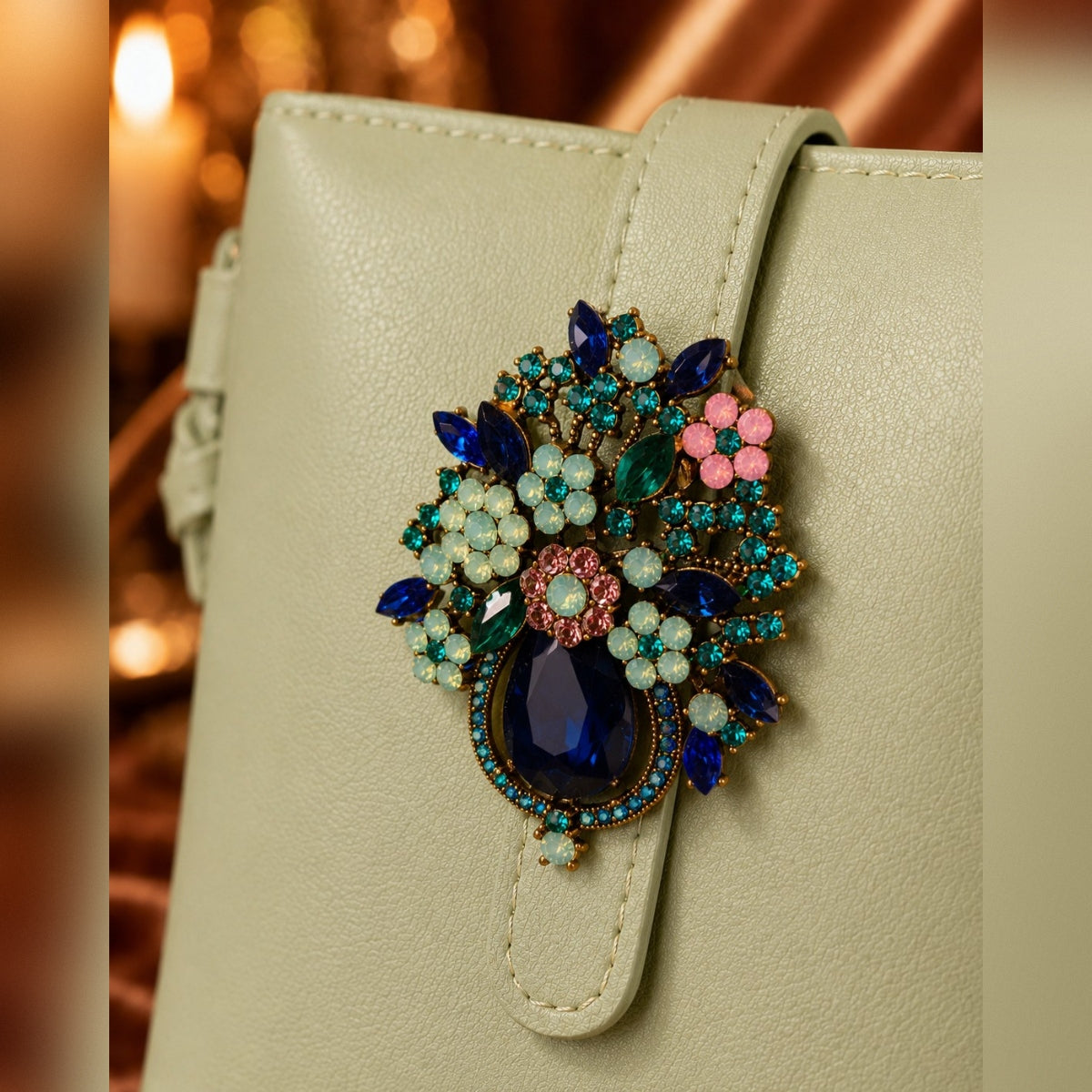 Mint Green Jeweled Crossbody, Vintage Vibe, Hand Embellished Purse, discounted