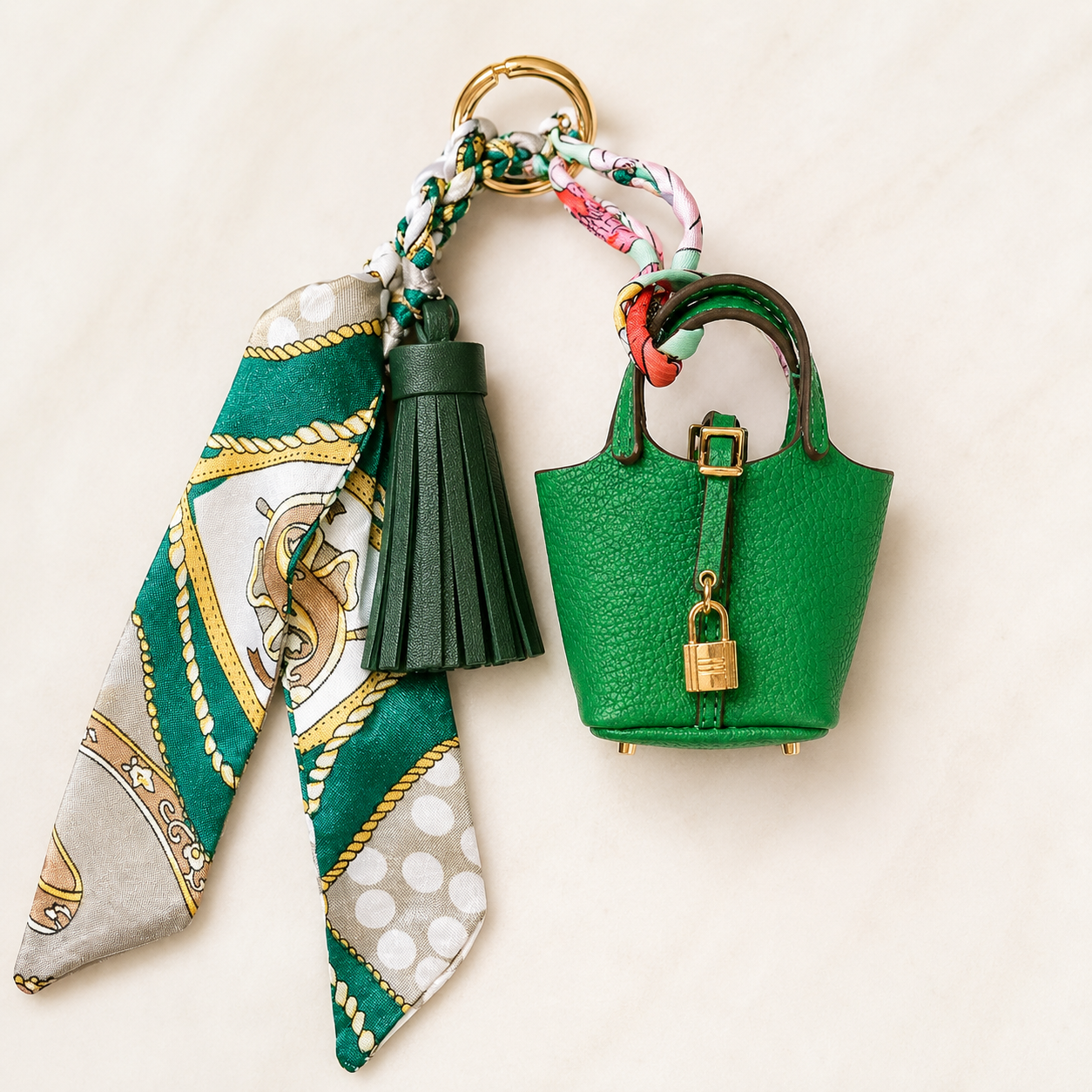 English Garden Luxury Bag Accessory Trio Mini Purse Keychain Charms