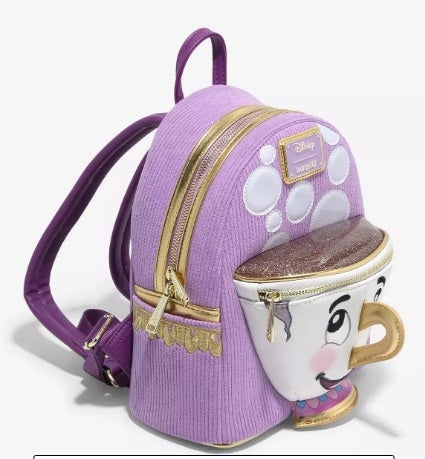 Loungefly Disney Beauty and the Beast Chip Figural Corduroy Mini Backpack NWT Exclusive