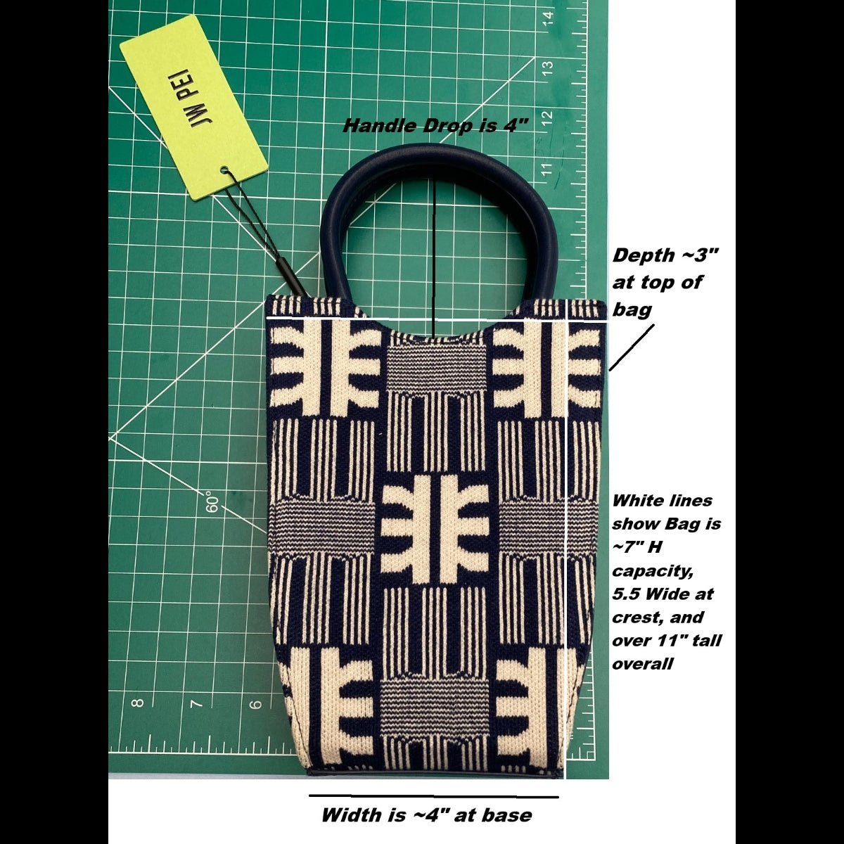 JW PEI FEI Navy Jacquard Knit Mini Tote Phone Bag Crossbody NWT