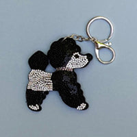 Dog Breed Rhinestone Keychain | Silver Hardware Bag Charm