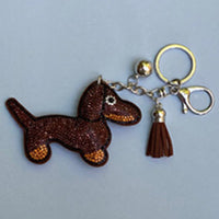 Dog Breed Rhinestone Keychain | Silver Hardware Bag Charm