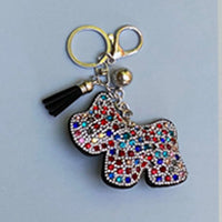 Dog Breed Rhinestone Keychain | Silver Hardware Bag Charm