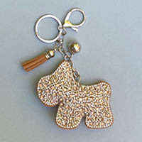 Dog Breed Rhinestone Keychain | Silver Hardware Bag Charm