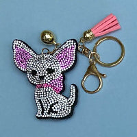 Dog Breed Rhinestone Keychain | Gold Hardware Bag Charm
