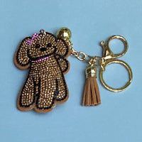 Dog Breed Rhinestone Keychain | Gold Hardware Bag Charm