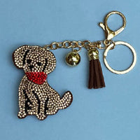 Dog Breed Rhinestone Keychain | Gold Hardware Bag Charm