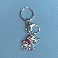 Dog Breed Rhinestone Keychain | Silver Hardware Bag Charm