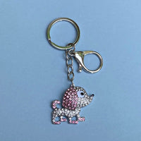 Dog Breed Rhinestone Keychain | Silver Hardware Bag Charm