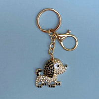 Dog Breed Rhinestone Keychain | Gold Hardware Bag Charm