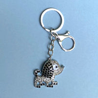 Dog Breed Rhinestone Keychain | Silver Hardware Bag Charm
