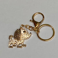 Dog Breed Rhinestone Keychain | Gold Hardware Bag Charm