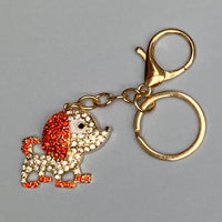 Dog Breed Rhinestone Keychain | Gold Hardware Bag Charm