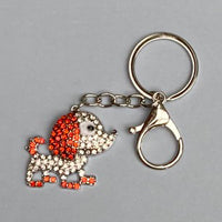 Dog Breed Rhinestone Keychain | Silver Hardware Bag Charm