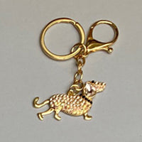 Dog Breed Rhinestone Keychain | Gold Hardware Bag Charm