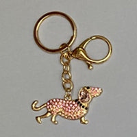Dog Breed Rhinestone Keychain | Gold Hardware Bag Charm
