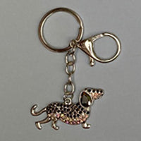Dog Breed Rhinestone Keychain | Silver Hardware Bag Charm
