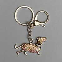 Dog Breed Rhinestone Keychain | Silver Hardware Bag Charm