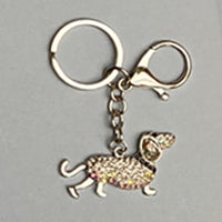 Dog Breed Rhinestone Keychain | Silver Hardware Bag Charm