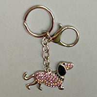 Dog Breed Rhinestone Keychain | Silver Hardware Bag Charm