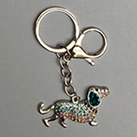 Dog Breed Rhinestone Keychain | Silver Hardware Bag Charm