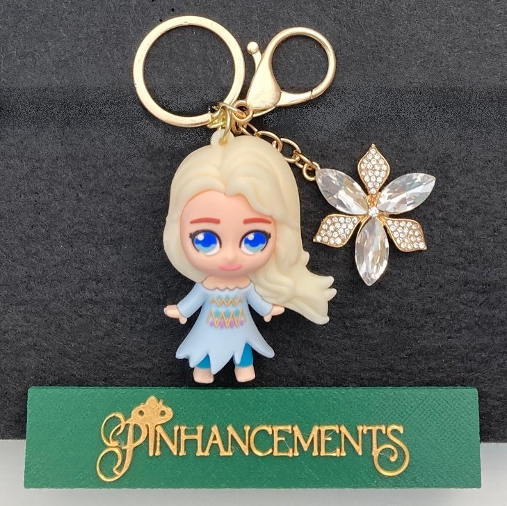 Disney Princess Elsa Frozen Bag Charm, Purse Charm with Bling Snowflake