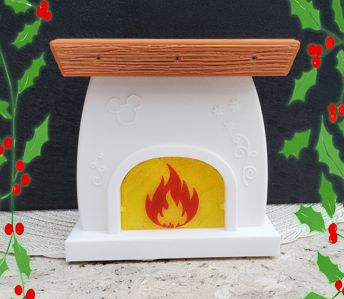 Cozy Hearth Illuminated Fireplace Pin Display