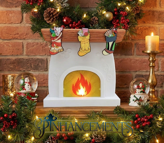 Cozy Hearth Illuminated Fireplace Pin Display