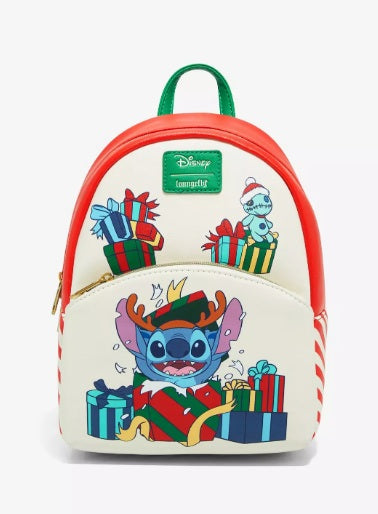 Loungefly Disney Lilo & Stitch Christmas Presents Mini Backpack NWT Faux Leather