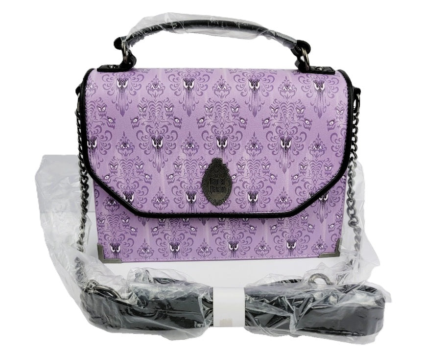 Loungefly Disney Parks Haunted Mansion Wallpaper Crossbody Bag NWT Purple