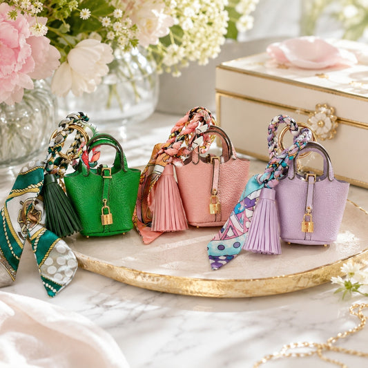 English Garden Luxury Bag Accessory Trio Mini Purse Keychain Charms