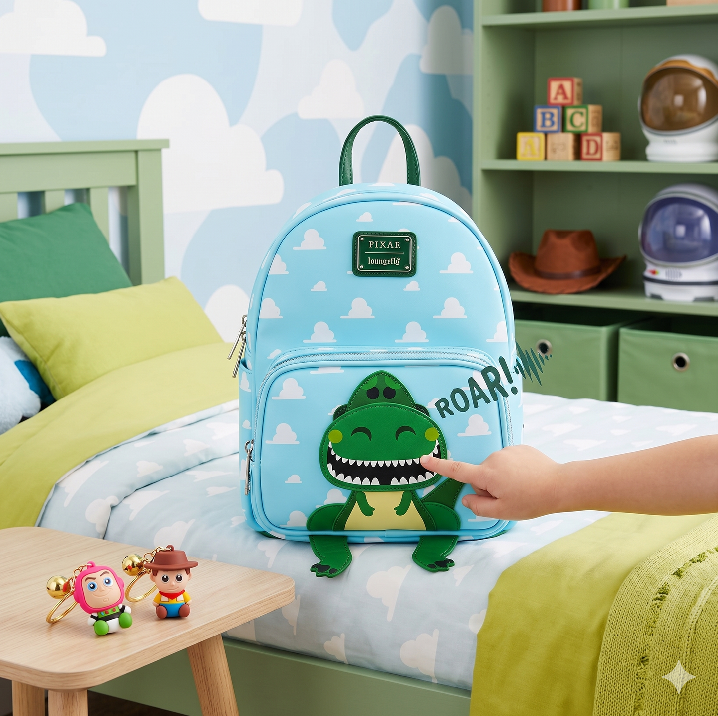 Loungefly Disney Pixar Toy Story Rex Roaring Mini Backpack NWT + Woody and Buzz