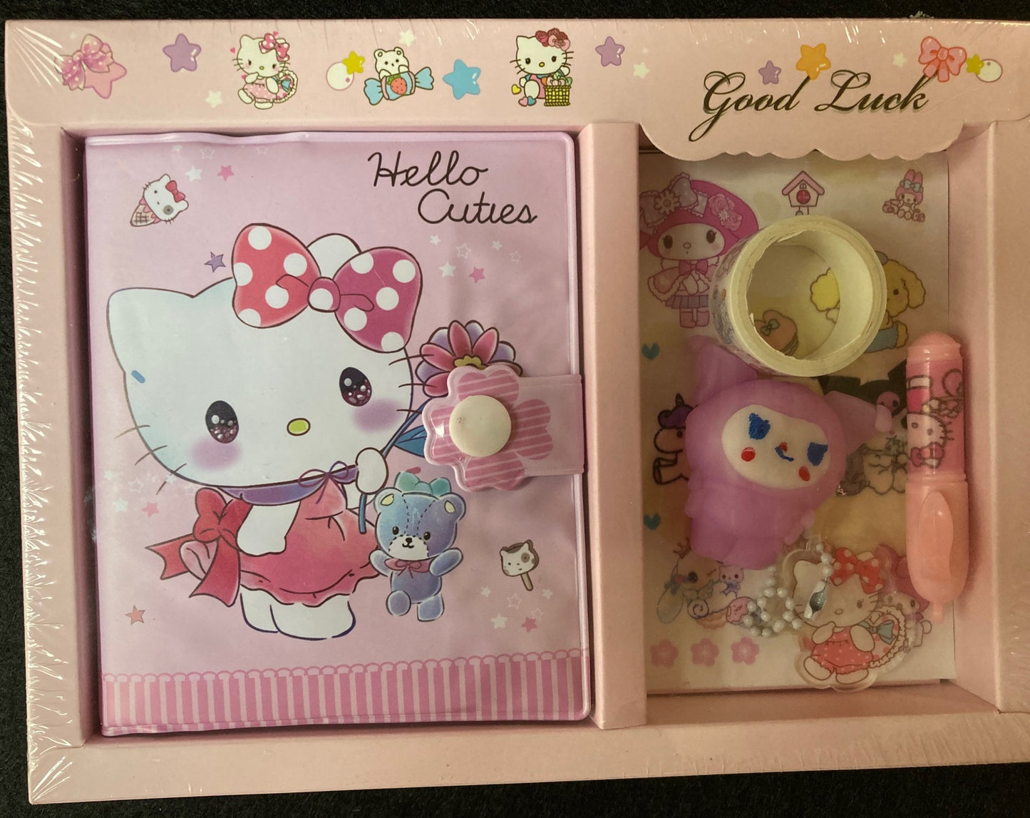 Hello Kitty Plush Backpack Gift Set Kawaii Bundle Hair Clips Keychain Stationery New