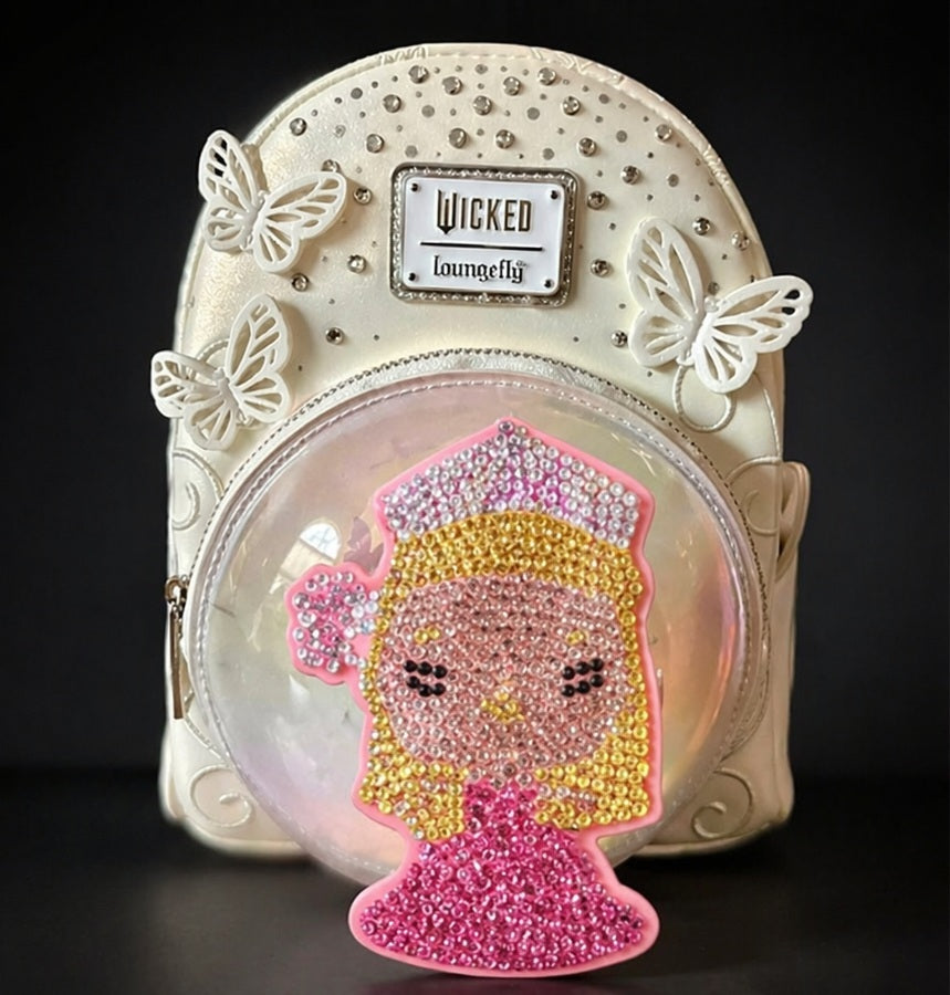 OOAK Pinhancements Custom Glinda Wicked Loungefly Mini Backpack Set NWT