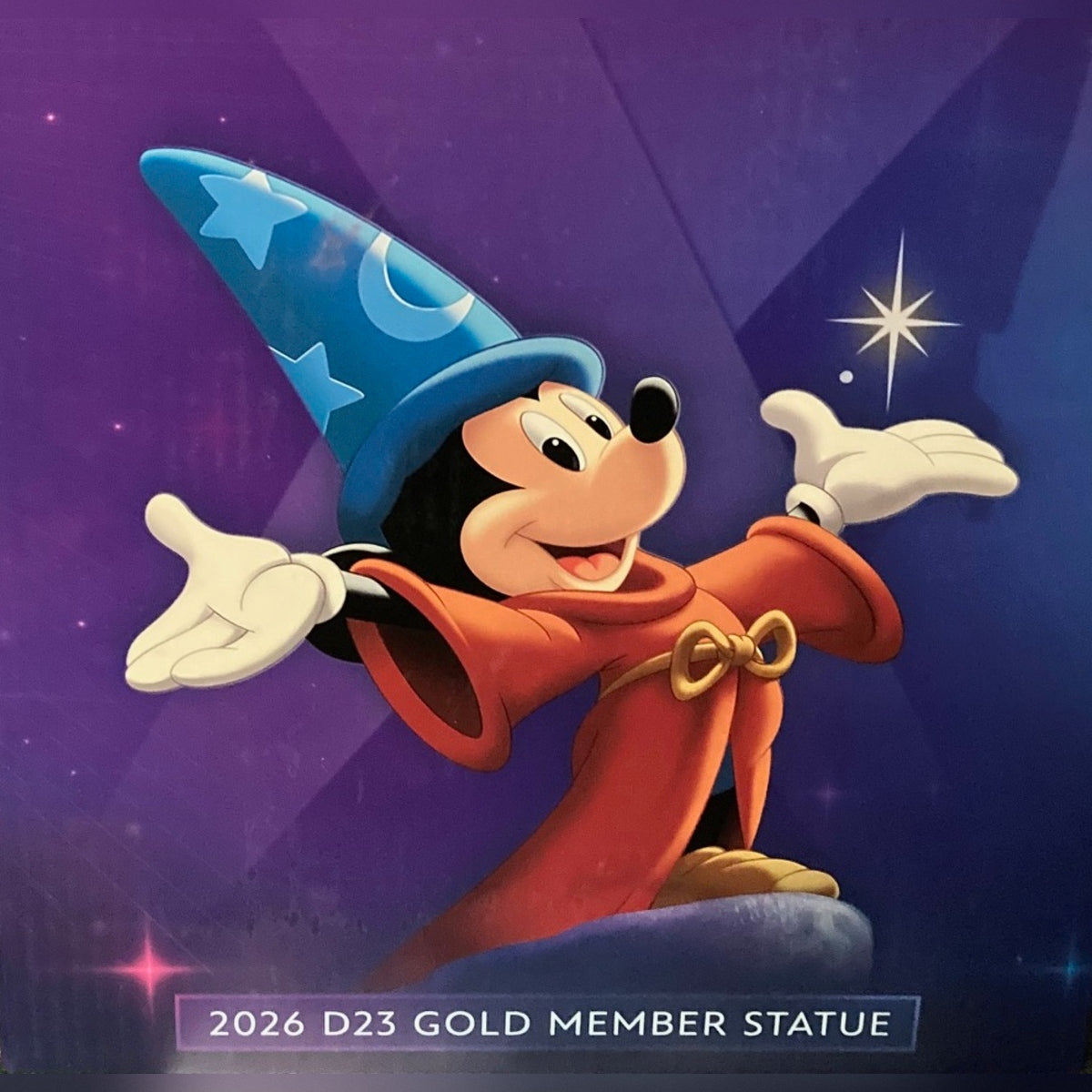 2026 D23 Gold Member Complete Kit – Sorcerer Mickey Statue, Sealed Lorcana Promo, Collector's Pin & Magnet